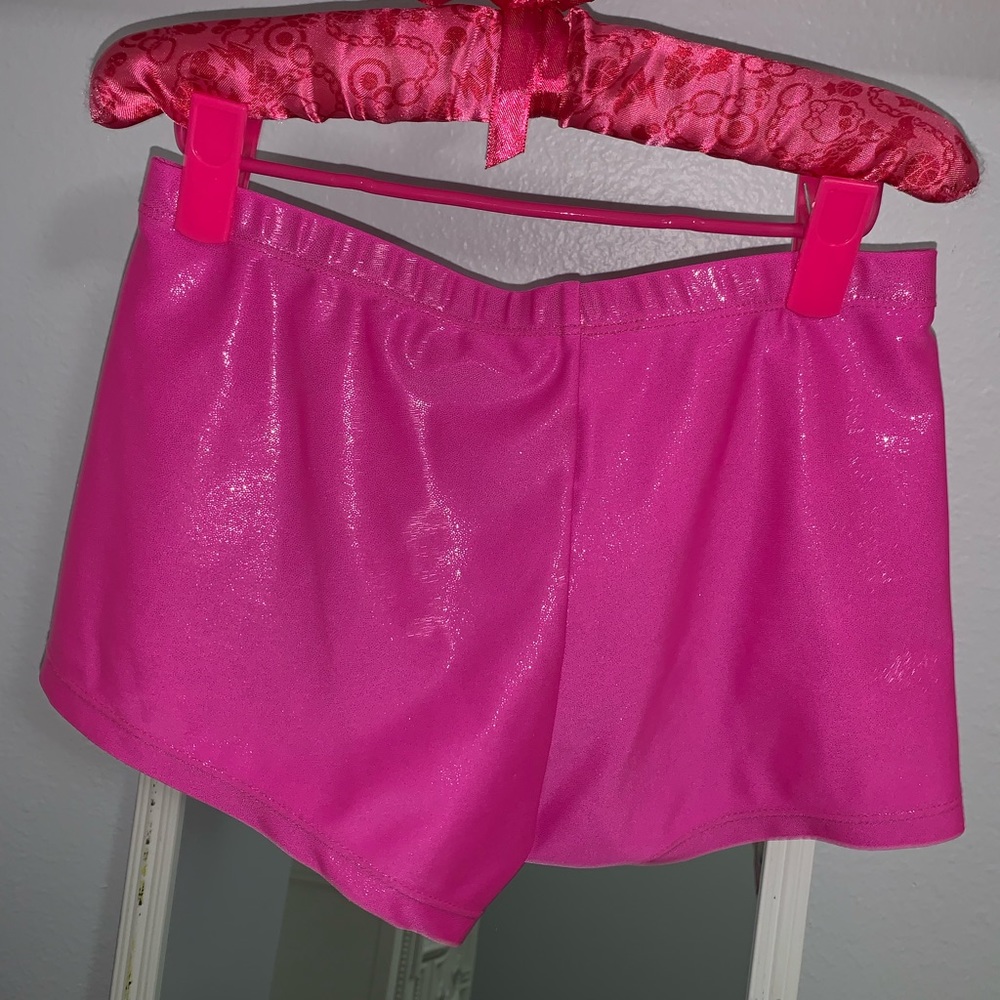 Pink sparkle gymnastics shorts